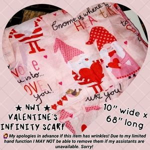 🔴 ‼️3/$25‼️ VALENTINE'S Infinity Scarf LOVING GNOMES NWT Fun